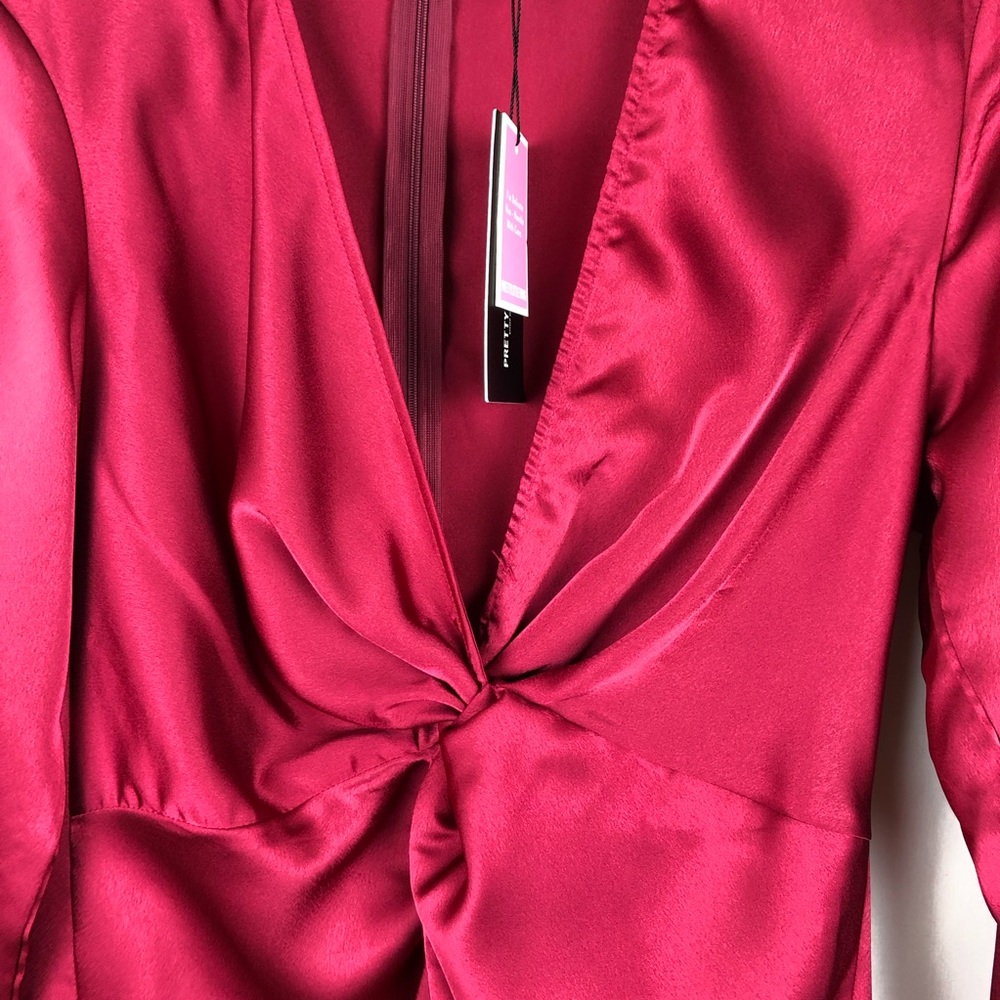 Prettylittlething Red Satin Dress NWT Size 8 - Picture 8 of 8